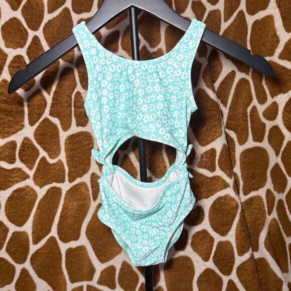 OshKosh B'gosh Other - OshKosh B'gosh Toddler Girls Teal Floral Cutout One Piece Swimsuit Size 4T